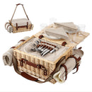 4 Person Insulated Picnic Basket Set with Foldable Wood Table Mat