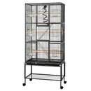 176cm 3-Tier Large Bird Cage Aviary with Ladder Parrot Budgie Wheels Black
