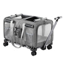 Pet Carrier Swivel Wheels Foldable Cat Dog Trolley Stroller Travel Bag Grey
