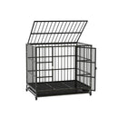 Dog Cage Crate Large Puppy Cat Anti-Bite Pet Kennel Wheels with Tray Metal