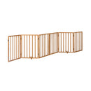 Wooden Pet Gate Dog Fence Safety Stair Barrier 6 Panels Natural