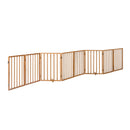 Wooden Pet Gate Dog Fence Stair Barrier 8 Panels Natural