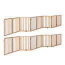 Wooden Pet Gate Dog Fence Playpen Barrier 16 Panels Natural