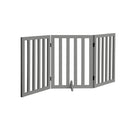 Wooden Pet Gate Safety Stair Barrier 3-Panel Grey