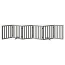 Wooden Pet Gate Safety Stair Barrier 6-Panel Grey