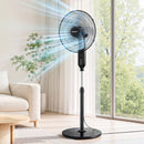 16" Pedestal Fan with Remote 3 Speeds 8H Timer, Black
