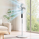 16" Pedestal Fan with Remote 3 Speeds 8H Timer, White