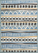 Ivory Glen Blue Yellow Tribal Kids Rug