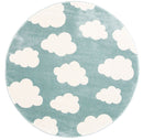 Seabreeze Glen Aqua White Cloud Kids Rug