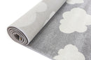 Lunar Glen Grey White Cloud Kids Rug