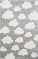 Lunar Glen Grey White Cloud Kids Rug