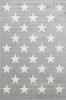 Olive Glen Grey White Stars Kids Rug