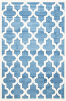 Orchid Glen Blue White Lattice Kids Rug