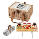 2 Person Picnic Basket Set with Table Blanket Cooler Wooden Insulated
