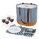 4 Person Picnic Basket Bag Set Wooden Blanket Cooler Outdoor Insulated