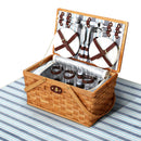 4 Person Picnic Basket Set Wooden Blanket Cooler Bag Outdoor Insulated