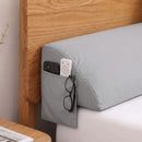King Bed Wedge Pillow For Headboard, Close Gap And Stop Pillows Sliding, Perfect For Dorm Or Tatami Reading, 25D Foam Mattress Gap Filler With 2 Side Pockets, Washable 110gsm Cover