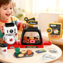 Kids Pretend Role Play Toy Coffee Shop with Coffee Maker Machine Play Money Food Tea Party Set