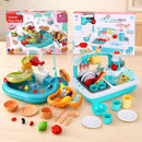Kids Pretend Kitchen Sink and Water Playset Fishing Game Toys Play food