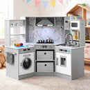 112cm Wooden Pretend Kitchen Playset Kids Toy Sink Stove Grey