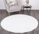 Saffron Haven White Shag Round Rug