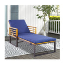 Patio Chaise Lounge Chair With Acacia Wood With Armrests For Poolside