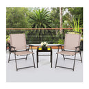 Patio Folding Chairs With Armrests And Rustproof Steel Frame Beige