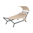 Patio Hanging Chaise Lounge Chair With Storage Bag Beige