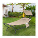 Patio Hanging Chaise Lounge Chair With Storage Bag Beige