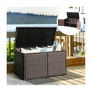 Patio Rattan Storage Container Box With Shelf Brown