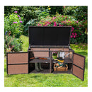 Patio Rattan Storage Container Box With Shelf Brown