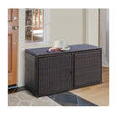 Patio Rattan Storage Container Box With Shelf Brown