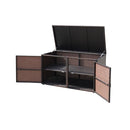 Patio Rattan Storage Container Box With Shelf Brown