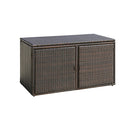 Patio Rattan Storage Container Box With Shelf Brown
