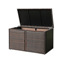 Patio Rattan Storage Container Box With Shelf Brown