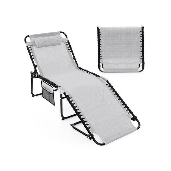 Patio Folding Chaise Lounge Oversized Lay Flat Reclining Chair