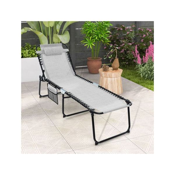 Patio Folding Chaise Lounge Oversized Lay Flat Reclining Chair