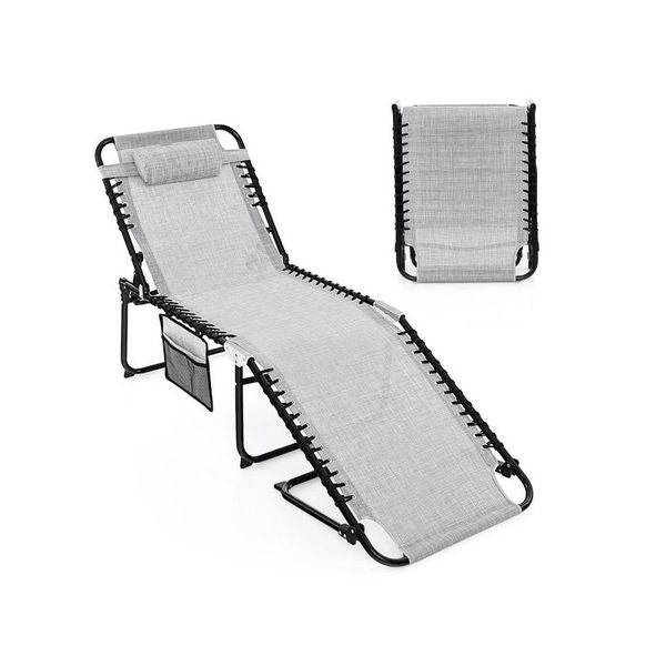 Patio Folding Chaise Lounge Oversized Lay Flat Reclining Chair