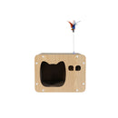 Cat Scratching Corrugated Cardboard And Rubber Wood