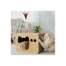 Cat Scratching Corrugated Cardboard And Rubber Wood