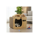Cat Scratching Corrugated Cardboard And Rubber Wood