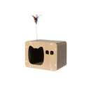 Cat Scratching Corrugated Cardboard And Rubber Wood