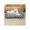 Pet Bed Plush Checkered Dog Bed Washable Cat Bed