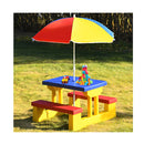 Kids Colorful Picnic Table Set With Removable Umbrella