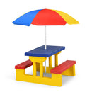 Kids Colorful Picnic Table Set With Removable Umbrella