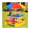 Kids Colorful Picnic Table Set With Removable Umbrella
