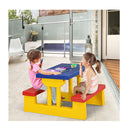 Kids Colorful Picnic Table Set With Removable Umbrella