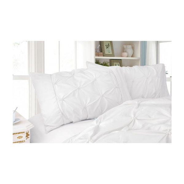 Diamond Pintuck Premium Ultra Soft Queen size Pillowcases 2  Pack   White