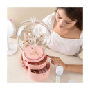 2X Pink 360 Degree Rotating Led Light 2 Layered Jewelry Storage Box