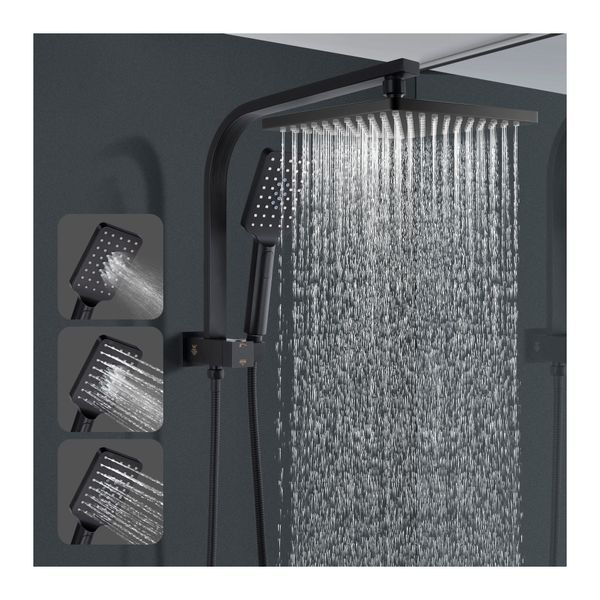 Plastic Shower Head Handheld Spray Gooseneck Arm Set